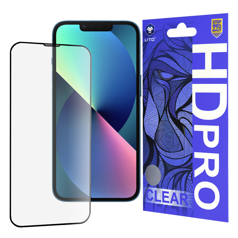 Folie de protectie Lito HD Pro Clear compatibil cu iPhone 13 / iPhone 13 Pro / iPhone 14, Negru