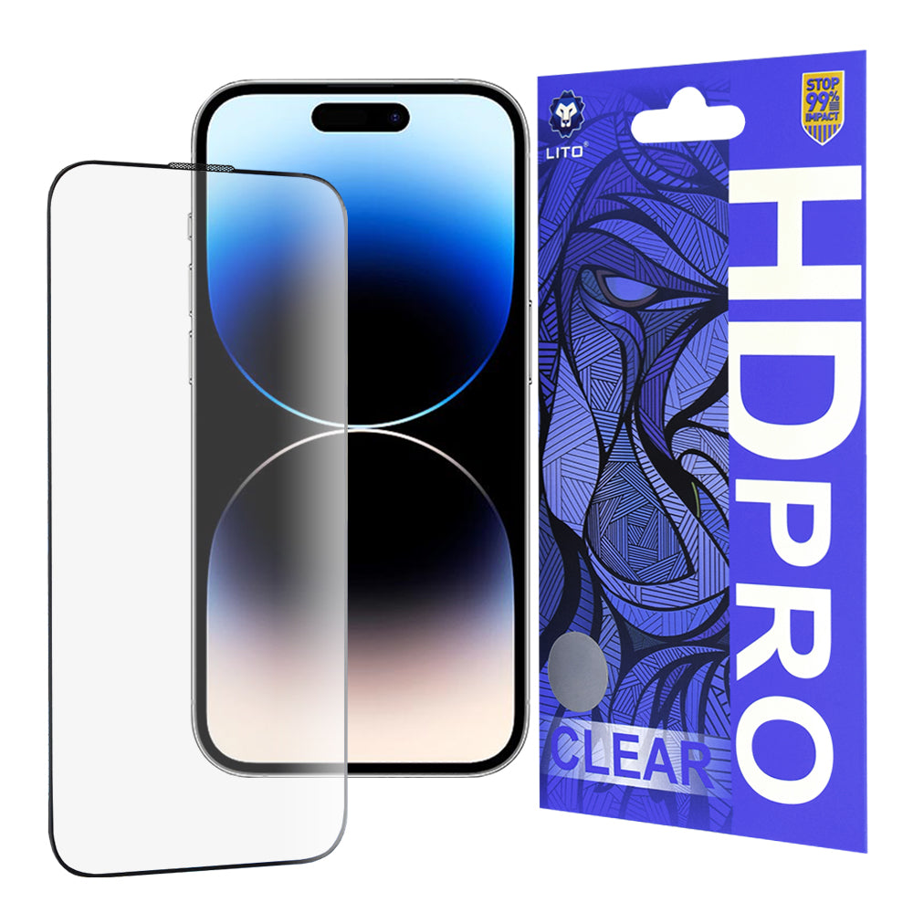 Folie de protectie Lito HD Pro Clear compatibil cu iPhone 14 Pro, Negru