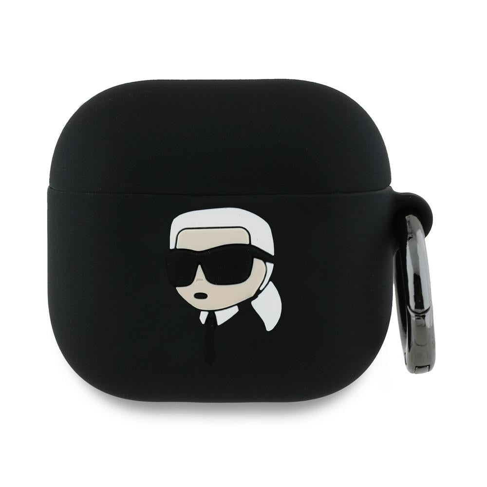 Husa de protectie Karl Lagerfeld Silicone Karl Head 3D (KLA4RUNIKK) compatibil cu Apple AirPods 4, Negru