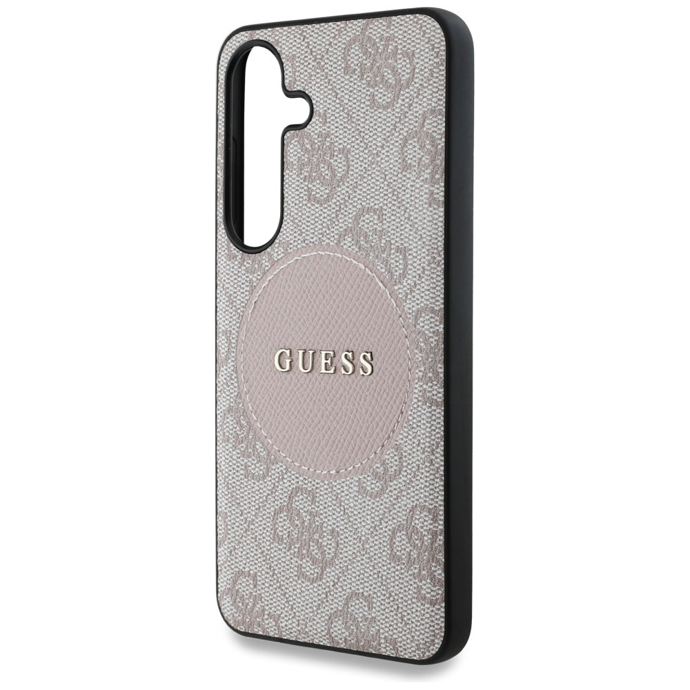 Husa de protectie Guess 4G Circle Classic Logo MagSafe (GUHMS25MP4PGRSGP) compatibil cu Samsung Galaxy S25 Plus, Roz