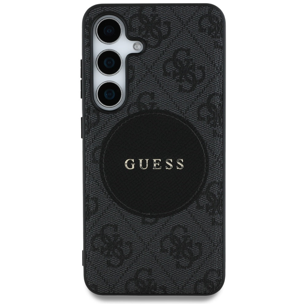 Husa de protectie Guess 4G Circle Classic Logo MagSafe (GUHMS25SP4PGRSGK) compatibil cu Samsung Galaxy S25, Negru