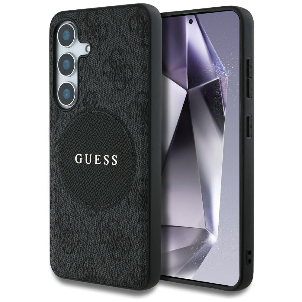 Husa de protectie Guess 4G Circle Classic Logo MagSafe (GUHMS25SP4PGRSGK) compatibil cu Samsung Galaxy S25, Negru