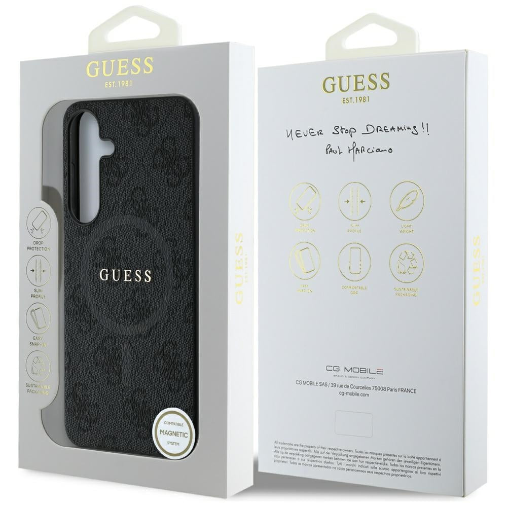 Husa de protectie Guess 4G Ring Classic Logo MagSafe (GUHMS25MG4GFRK) compatibil cu Samsung Galaxy S25 Plus, Negru