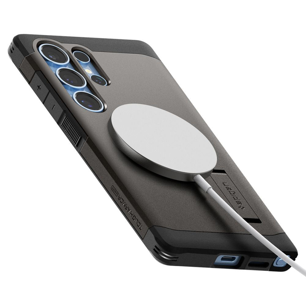 Husa de protectie Spigen Tough Armor MagSafe (ACS08965) compatibil cu Samsung Galaxy S25 Ultra, Gunmetal
