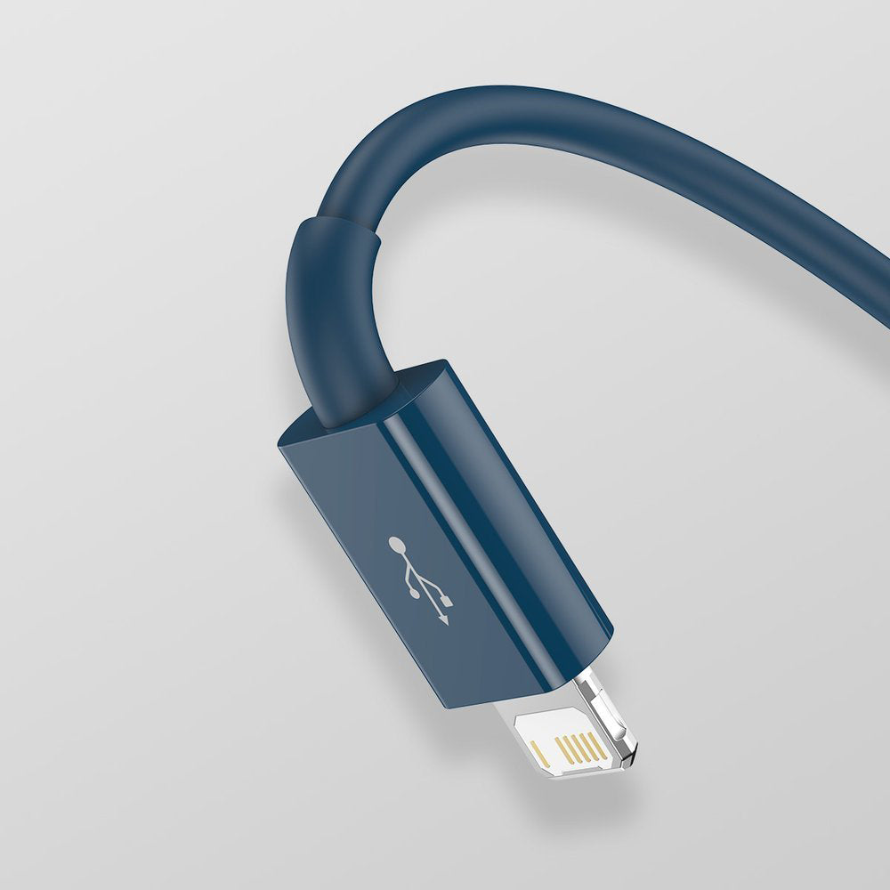 Cablu Baseus Superior Series (CAMLTYS-03), USB to Type-C, Micro-USB, Lightning, Fast Charging 3.5A, 1.5m, Albastru