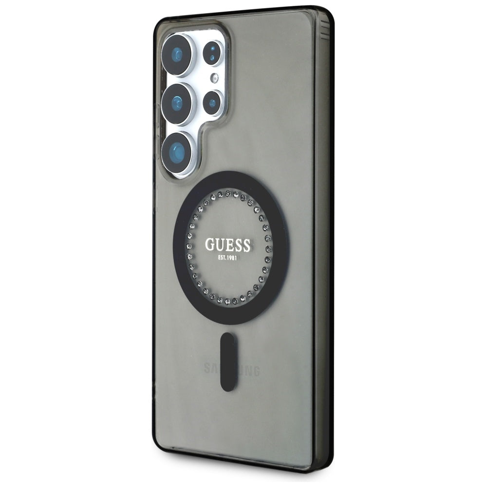 Husa de protectie Guess IML Rhinestones MagSafe (GUHMS25LPFTDTEK) compatibil cu Samsung Galaxy S25 Ultra, Negru