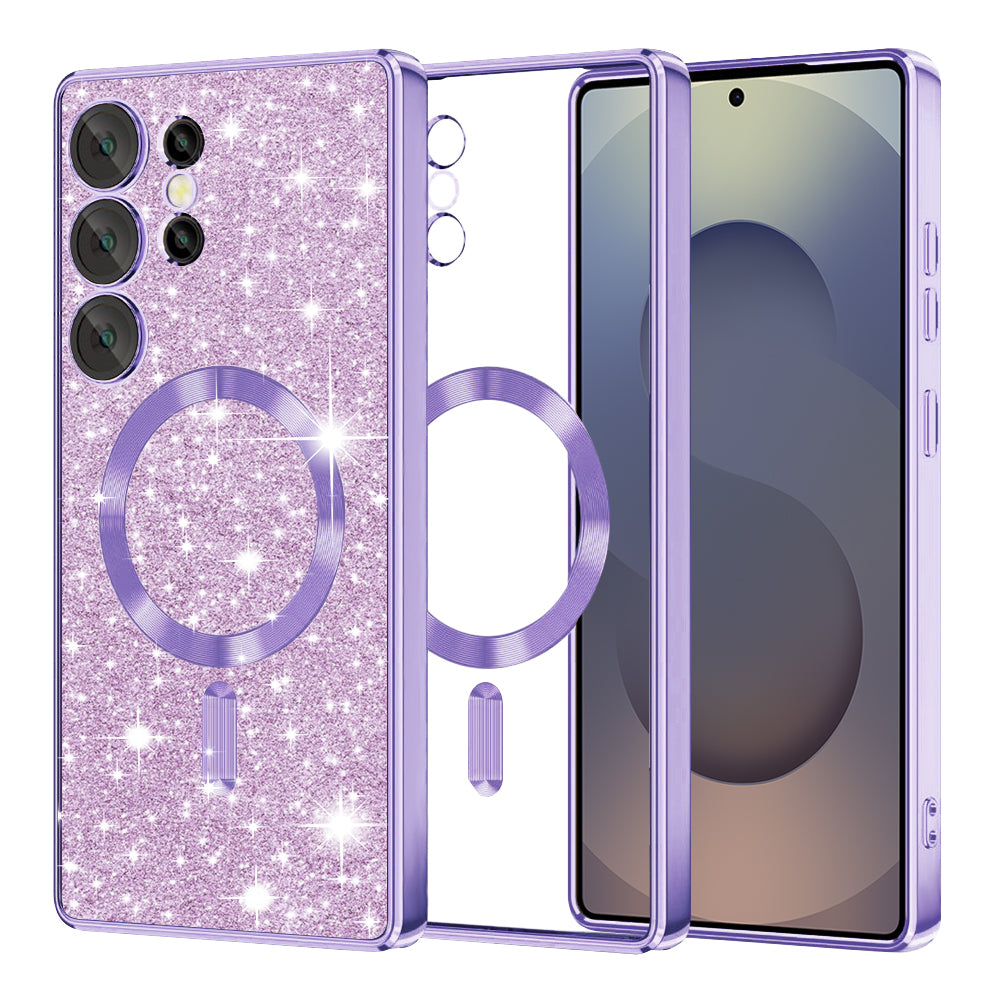 Husa de protectie Techsuit Luxury Glitter MagSafe compatibil cu Samsung Galaxy S25 Ultra, Mov Deschis