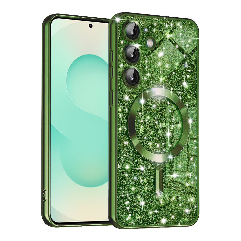 Husa de protectie Techsuit Luxury Glitter MagSafe compatibil cu Samsung Galaxy S25 Plus, Deep Green