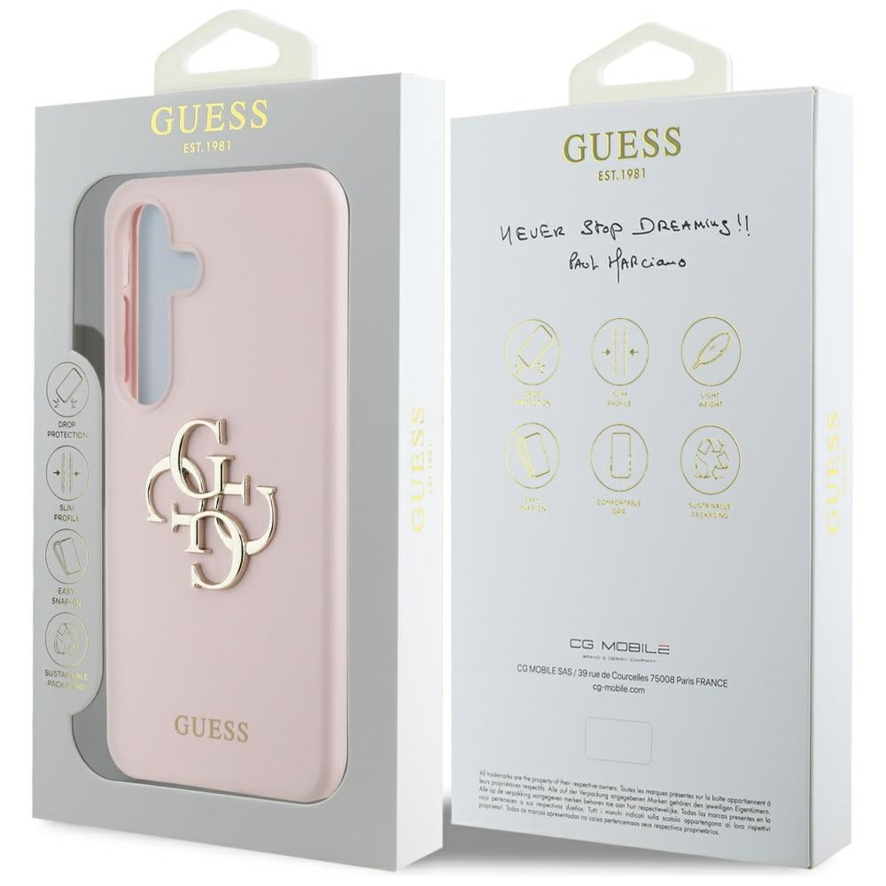 Husa de protectie Guess Silicone 4G Big Metal Logo (GUHCS25SS4SMDP) compatibil cu Samsung Galaxy S25, Roz
