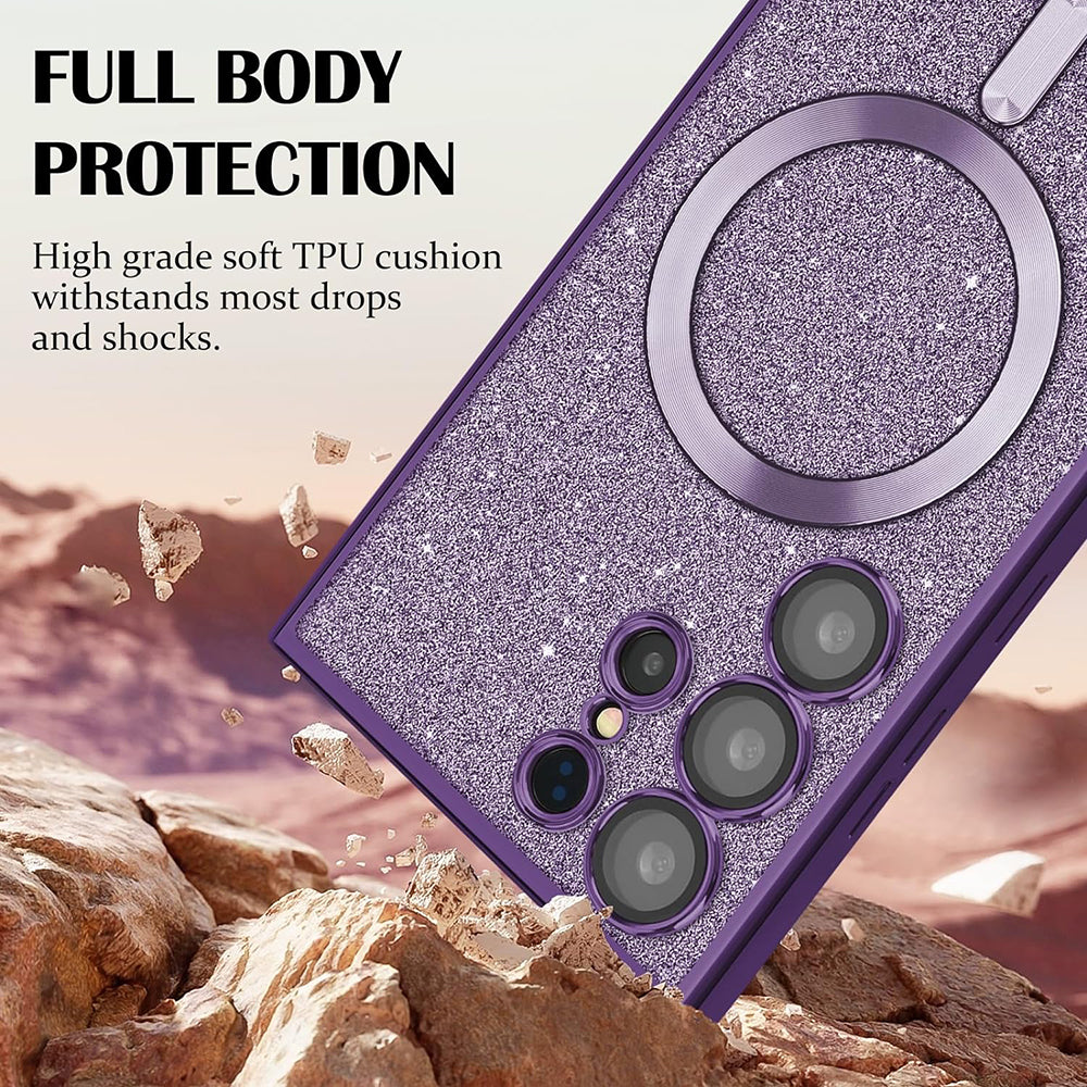 Husa de protectie Techsuit Luxury Glitter MagSafe compatibil cu Samsung Galaxy A55 5G, Verde deschis