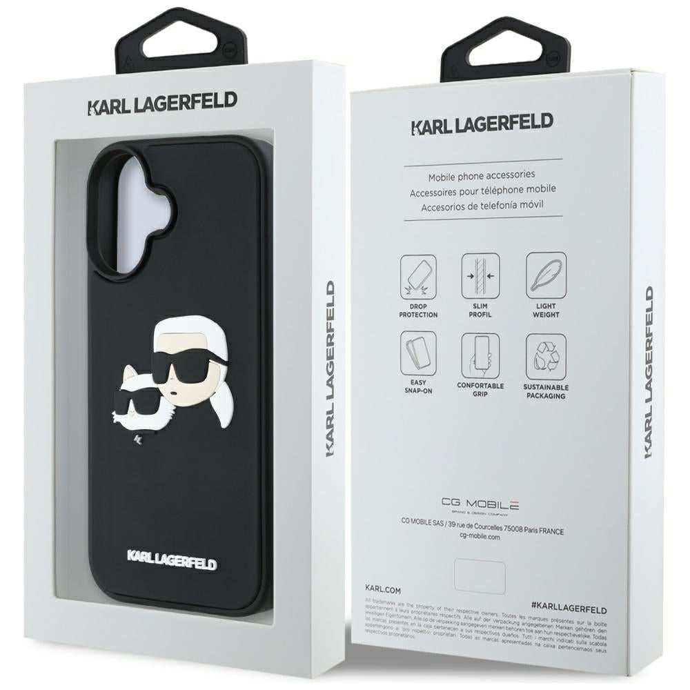 Husă Karl Lagerfeld 3D Design neagră pentru iPhone 16