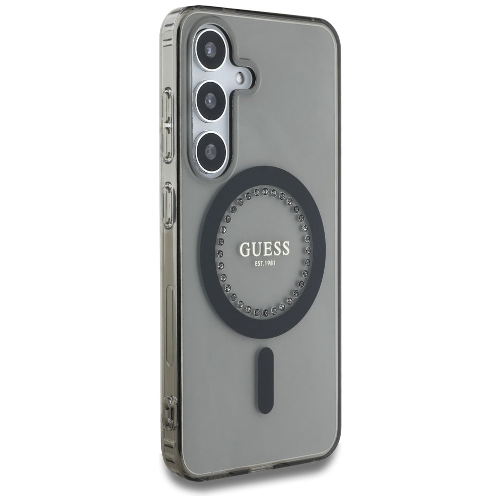 Husa de protectie Guess IML Rhinestones MagSafe (GUHMS25SPFTDTEK) compatibil cu Samsung Galaxy S25, Negru