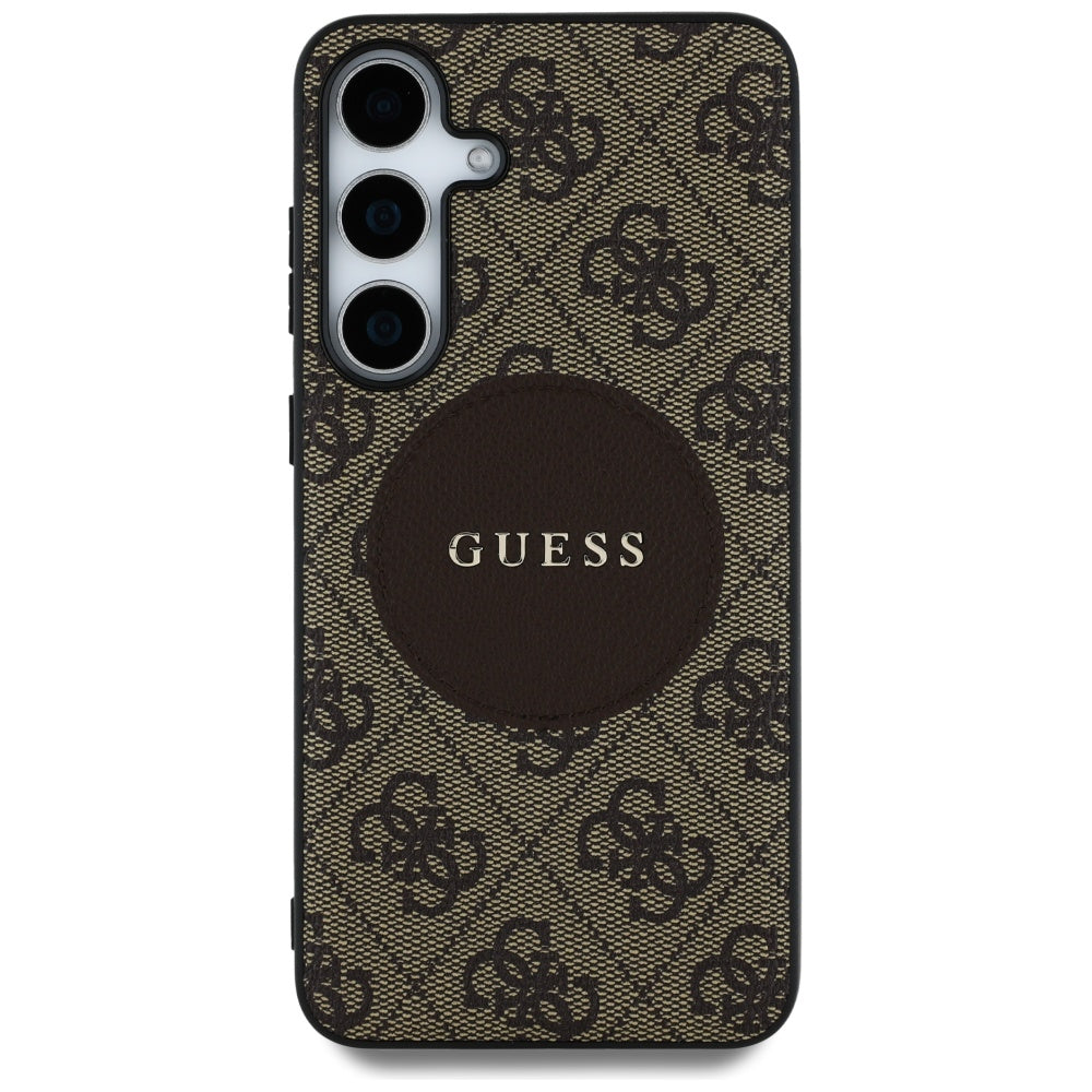Husa de protectie Guess 4G Circle Classic Logo MagSafe (GUHMS25SP4PGRSGW) compatibil cu Samsung Galaxy S25, Maro