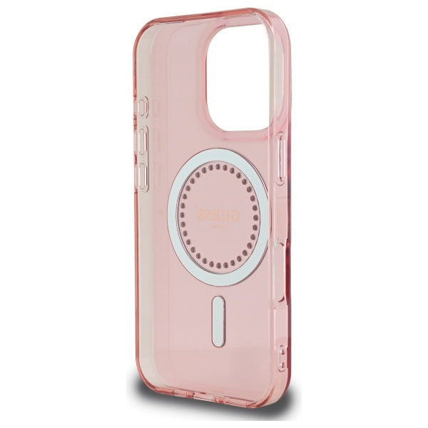 Husa de protectie Guess IML Rhinestones MagSafe (GUHMP16LPFTDTEP) compatibil cu iPhone 16 Pro, Roz