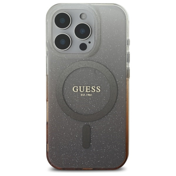 Husa de protectie Guess IML Glitter Gradient MagSafe (GUHMP16LHGRCELW) compatibil cu iPhone 16 Pro, Maro