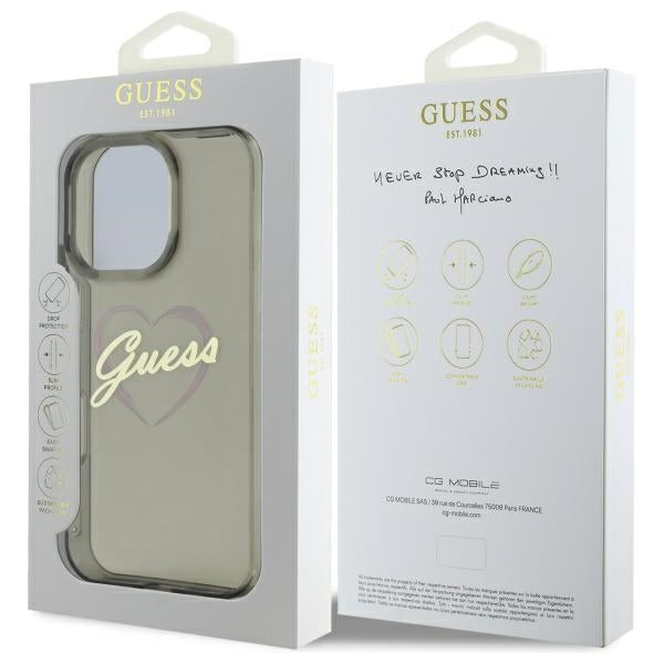 Husa de protectie Guess Hardcase IML Heart (GUHCP16XHCHGSPK) compatibil cu iPhone 16 Pro Max, Negru