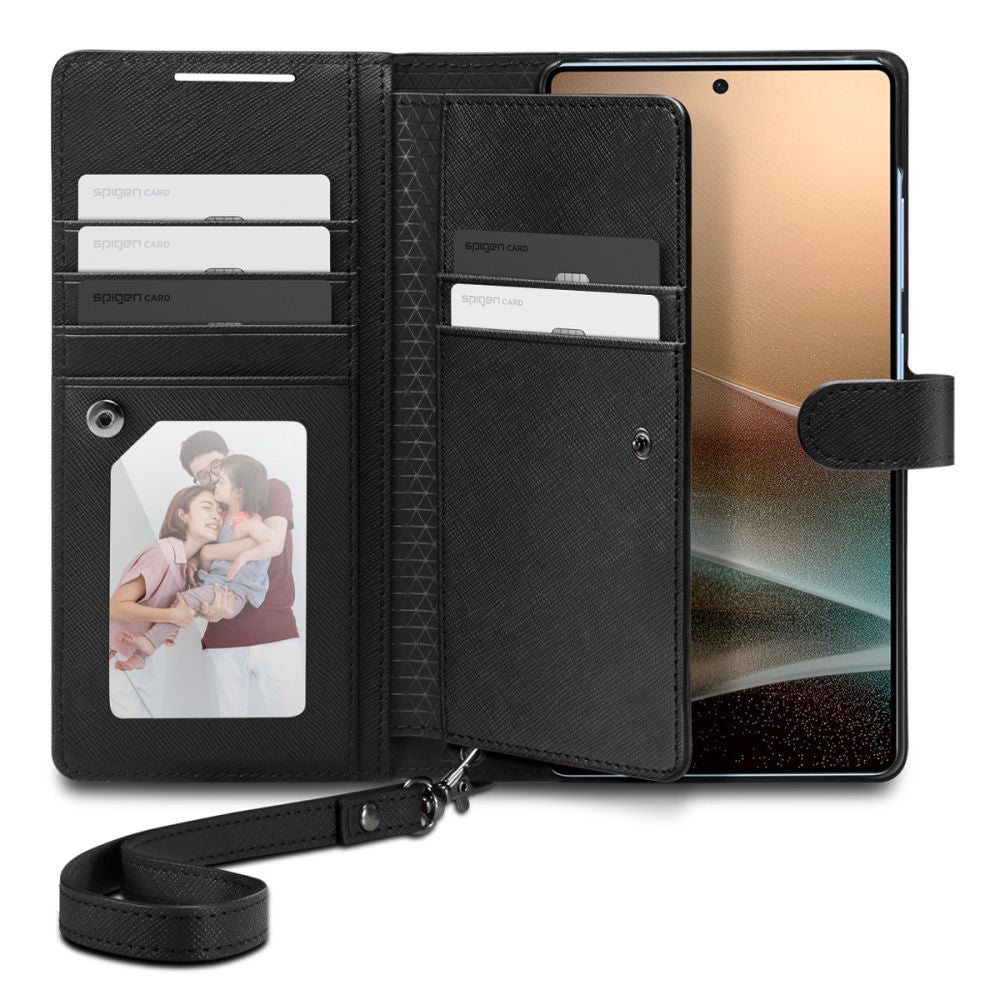 Husa de protectie Spigen Wallet S (ACS09124) compatibil cu Samsung Galaxy S25 Ultra, Negru