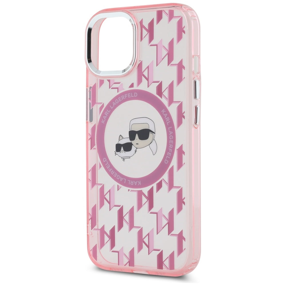 Husa de protectie Karl Lagerfeld IML MagSafe compatibil cu iPhone 15, Roz