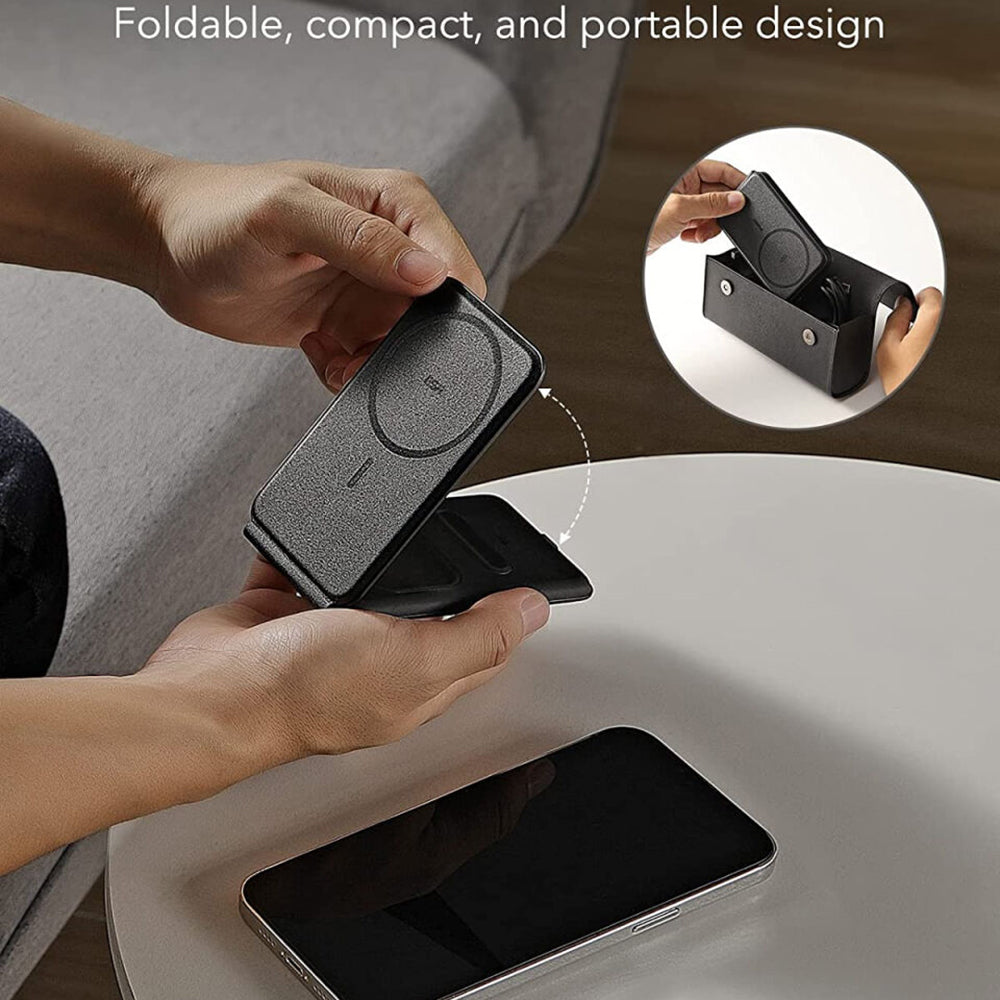 Incarcator ESR Premium Travel Wireless Charging Set (2C569), with Bag Accessories, for iPhone, MFi Apple Watch, AirPods, Qi2, Alb