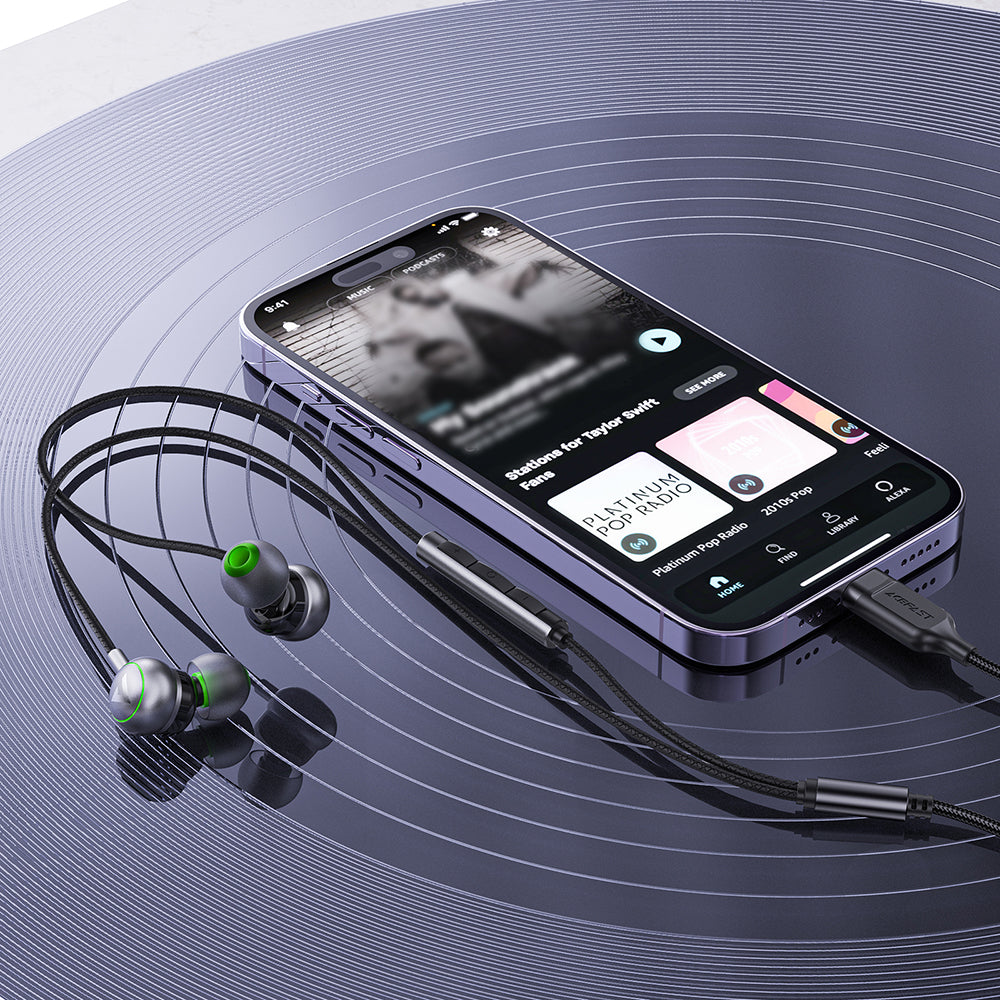 Casti Acefast Wired earphones (L5), Type-C, In-ear, with Microphone, 1.2m, Negru