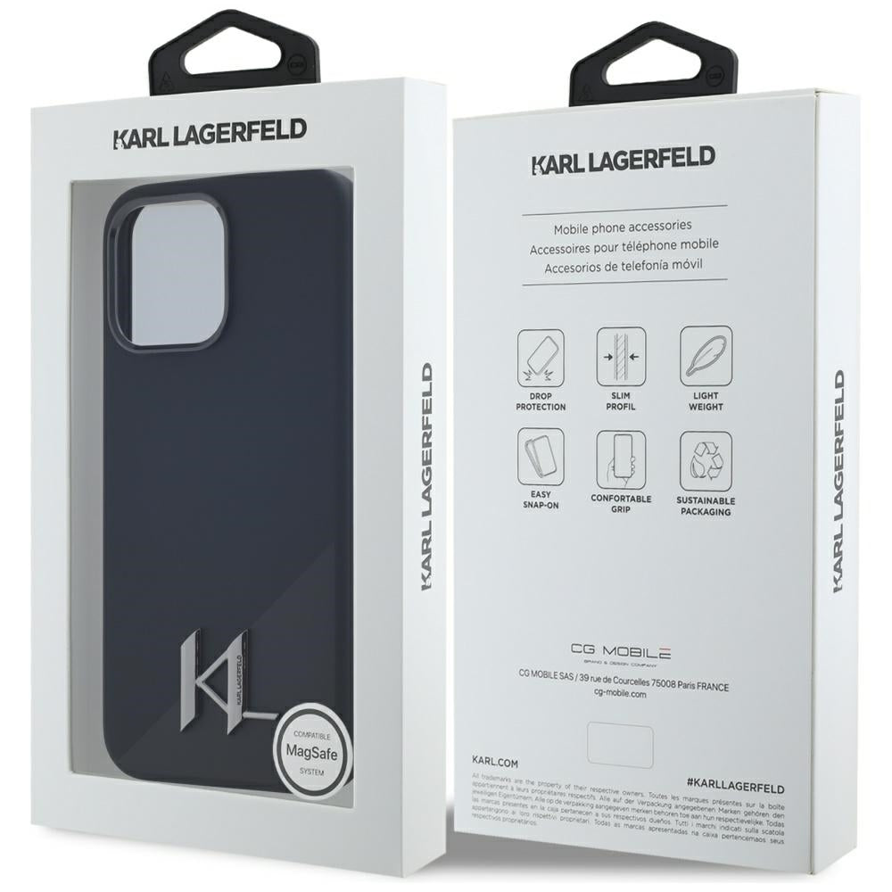 Husa de protectie Karl Lagerfeld Silicone MagSafe (KLHMP15LSCMKMPCK) compatibil cu iPhone 15 Pro, Shadow Metal Initial