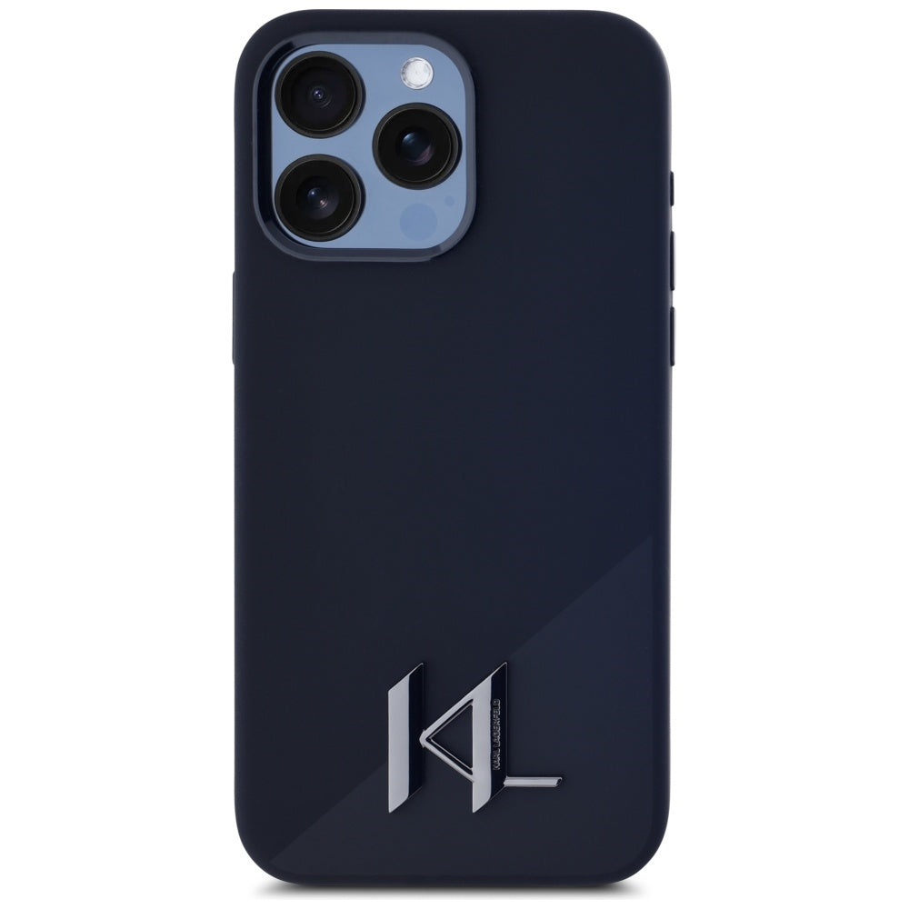 Husa de protectie Karl Lagerfeld Silicone MagSafe (KLHMP15LSCMKMPCK) compatibil cu iPhone 15 Pro, Shadow Metal Initial
