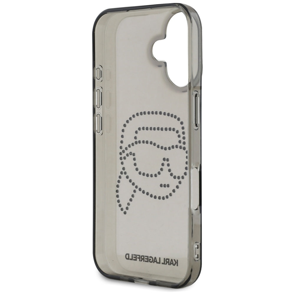 Husa de protectie Karl Lagerfeld IML Rhinestones (KLHCP16SHKHDCELK) compatibil cu iPhone 16, Karl Head
