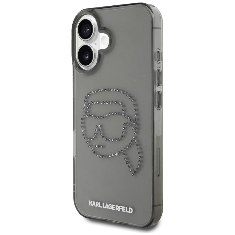 Husa de protectie Karl Lagerfeld IML Rhinestones (KLHCP16SHKHDCELK) compatibil cu iPhone 16, Karl Head