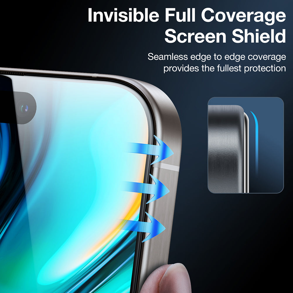 Folie de protectie Torras GlassGo Install Master Privacy compatibil cu iPhone 16 Pro, Negru