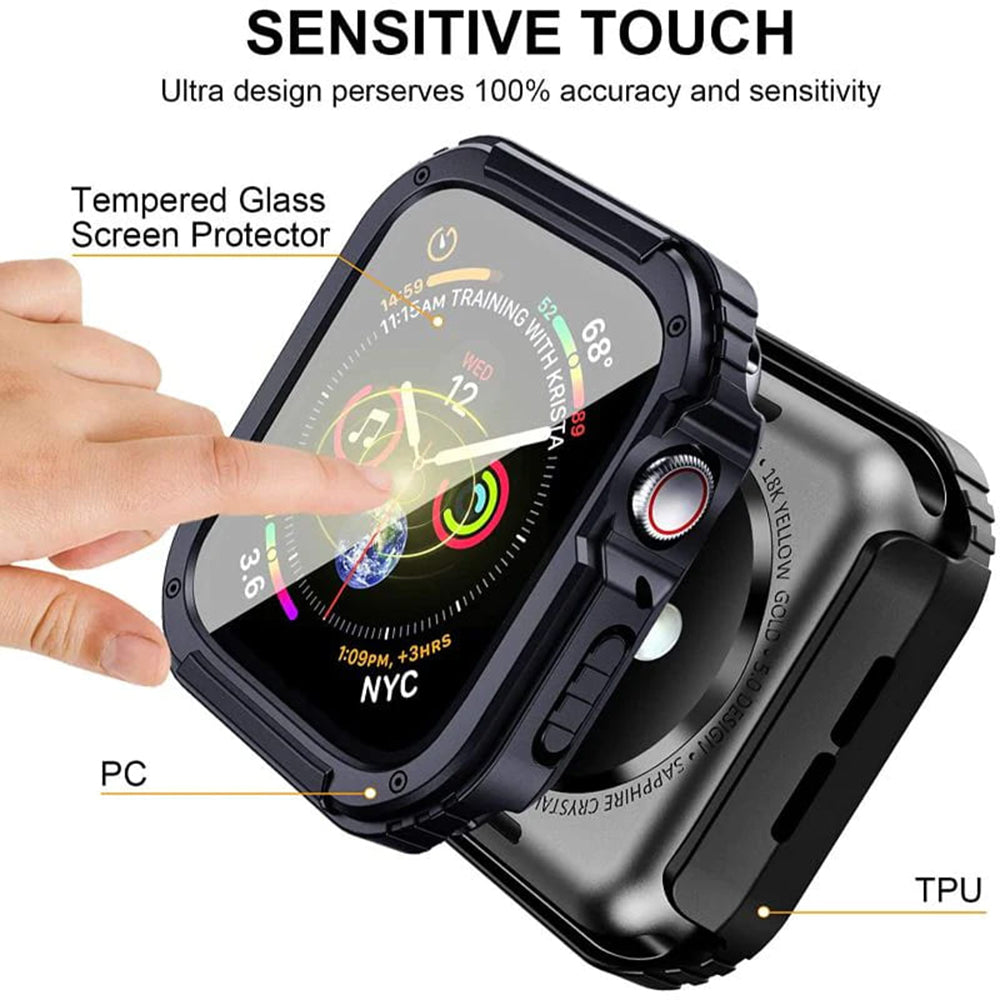 Folie de protectie smartwatch Lito Watch Armor 360 Case + Screen Protector compatibil cu Apple Watch 1 / 2 / 3 (42mm), Albastru