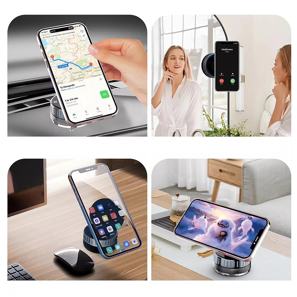 Suport Techsuit Premium with Wireless Charging (HOLD253), MagSafe N52 Magnets, Powerful Suction Cup, Dashboard, Negru