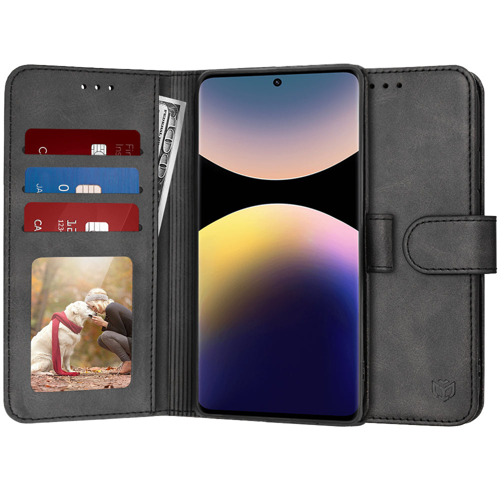 Husa de protectie Techsuit Diary Book compatibil cu Xiaomi Redmi Note 14 Pro 4G, Negru