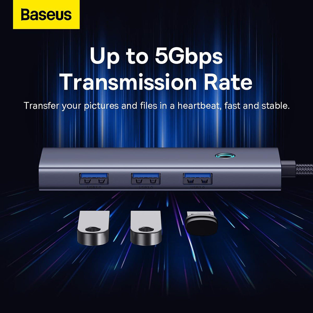 Hub/Dock Baseus Docking Station Lite Series (B0005280A813-03), Type-C to 4x USB3.0, 5Gbps, Touch Control, Plug-and-Play, Gri Spatial