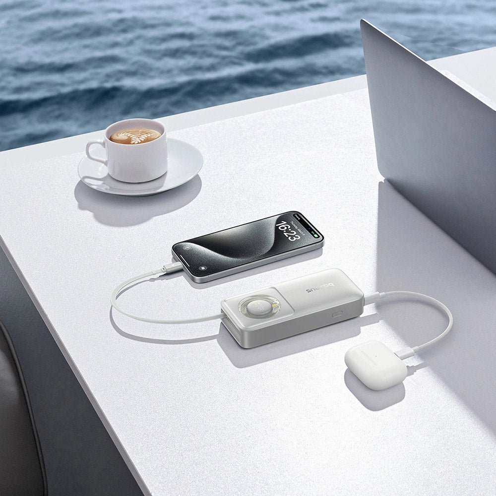 Baterie externa Baseus Free2Pull (P10073701843-00), with Retractable USB-C Cable, Type-C, Display, 10000mAh, 30W, 0.7m, Gri