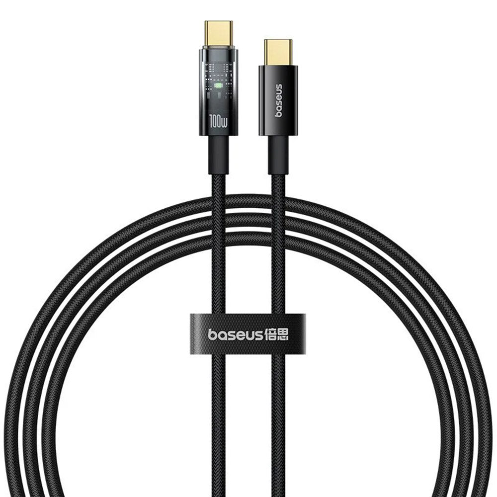 Cablu Baseus Explorer (P10319703111-00), Type-C, Fast Charge, 100W, with Auto Shutdown, Naylon, 1m, Cluster Black
