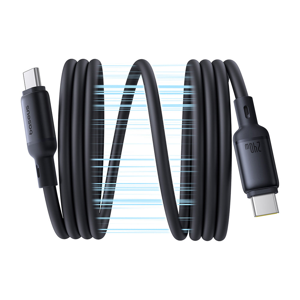 Cablu Baseus PicoGo (P10376800121-00), Magnetic, Type-C to Type-C, 240W, Fast Charging, 480Mbps, Silicone, 1m, Negru