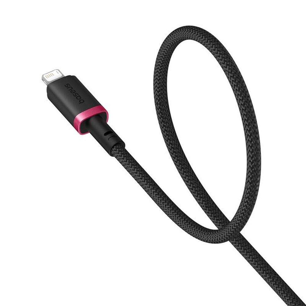 Cablu Baseus Dura Series (P10377801U01-03), USB to Lightning, Fast Charging, 2.4A, 480Mbps, Nylon, 2m, Rosu / Black