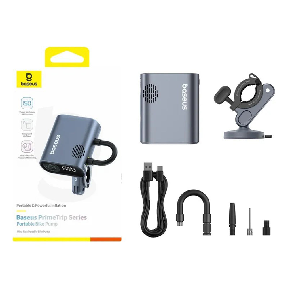 Gadget Baseus Bike Compressor PrimeTrip Series (C11169000121-00), Portable, Pressure Display, 1750mAh, 150psi, Ultra Fast, Negru