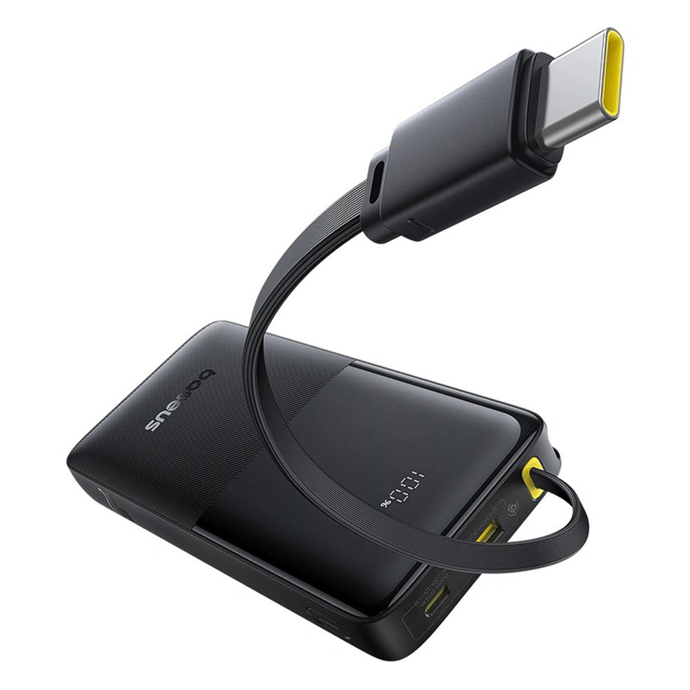 Baterie externa Baseus Bipow 2 (P10077101113-01), with Built-in USB-C Cable, Type-C, USB, Smart Display, 20000mAh, 20W, Negru