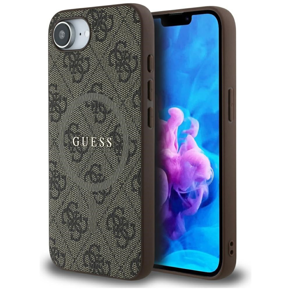 Husa de protectie Guess 4G Ring Classic Logo MagSafe (GUHMPSE4G4GFRW) compatibil cu iPhone 16e / iPhone 17e, Maro
