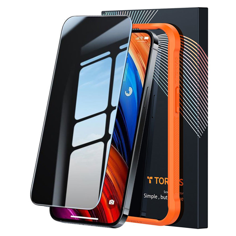 Folie de protectie Torras GlassGo Epic Privacy compatibil cu iPhone 15 Pro Max, Negru