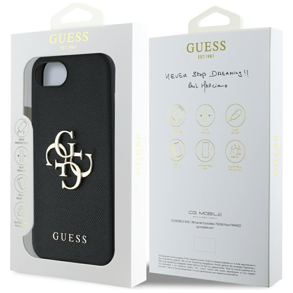 Husa de protectie Guess Hardcase 4G Grained Big and Classic Logo (GUHCPSE4PGT4MBK) compatibil cu iPhone 16e / iPhone 17e, Negru