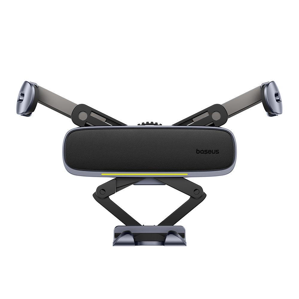 Suport Baseus (C40483401813-00), for Phone/Tablet, Leather Finish, Retractable Arms, Auto Clamping, Negru Silver
