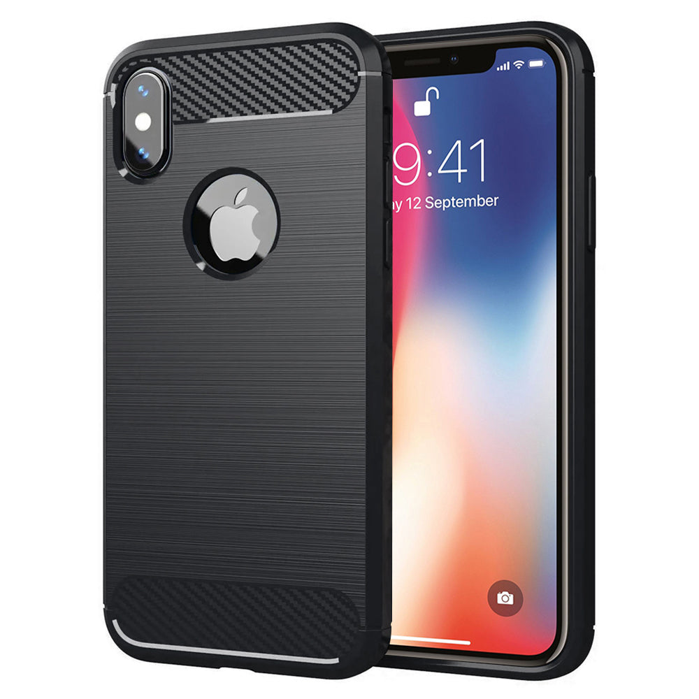 Husa de protectie Techsuit Carbon Silicone compatibil cu iPhone X / iPhone XS, Negru