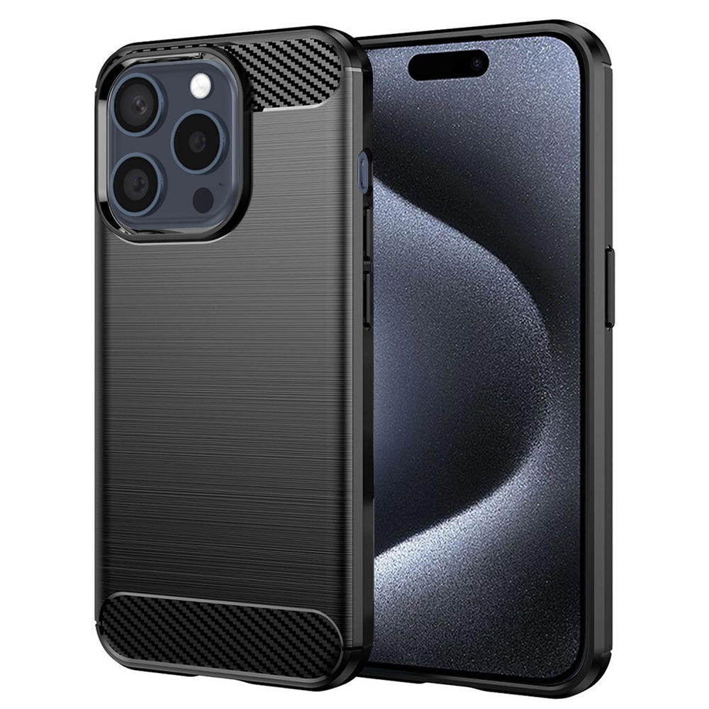 Husa de protectie Techsuit Carbon Silicone compatibil cu iPhone 15 Pro, Negru
