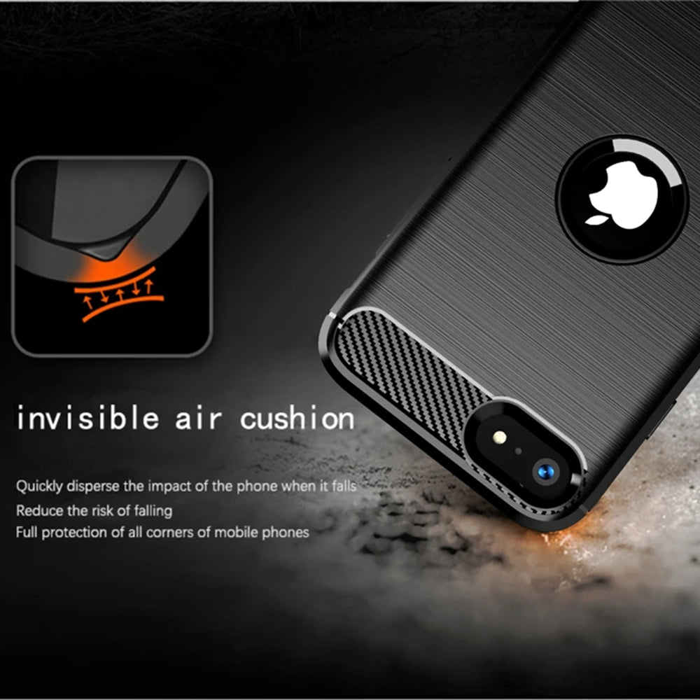 Husa de protectie TechSuit Carbon Silicone compatibil cu iPhone SE 2, SE 2020 / iPhone SE 3, SE 2022, Negru