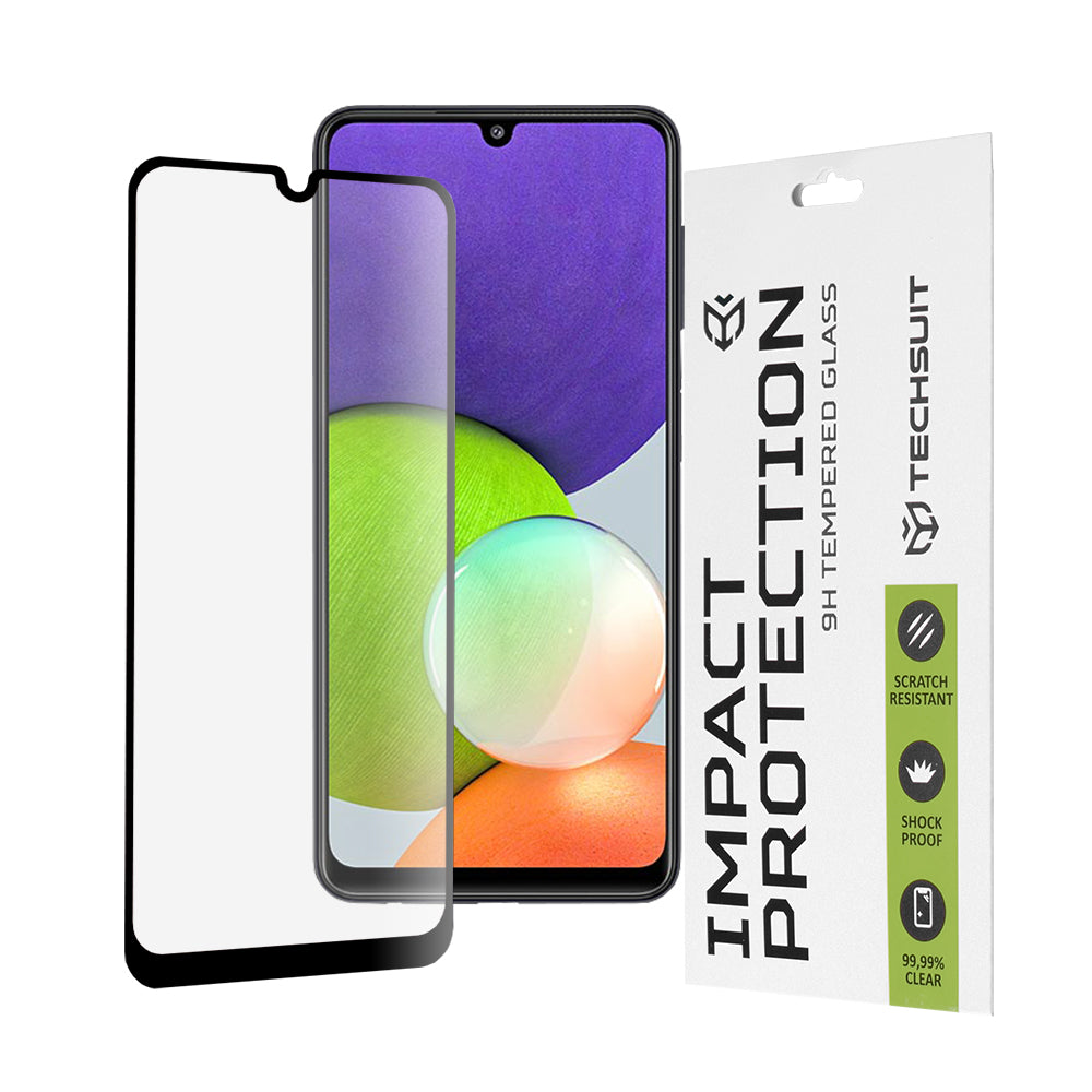 Folie de protectie Techsuit 111D Full Cover / Full Glue Glass compatibil cu Samsung Galaxy A22 4G / M22 4G, Negru