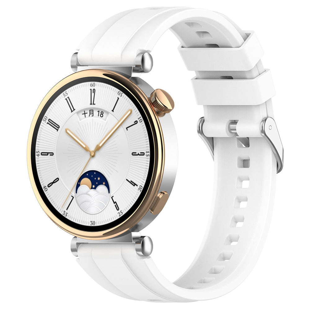 Curea smartwatch Techsuit Watchband 18mm (W075) compatibil cu Huawei Watch GT 4 (41mm)/W1/Honor Watch S1/Garmin Venu 2S/Vivoactive 4S, Alb