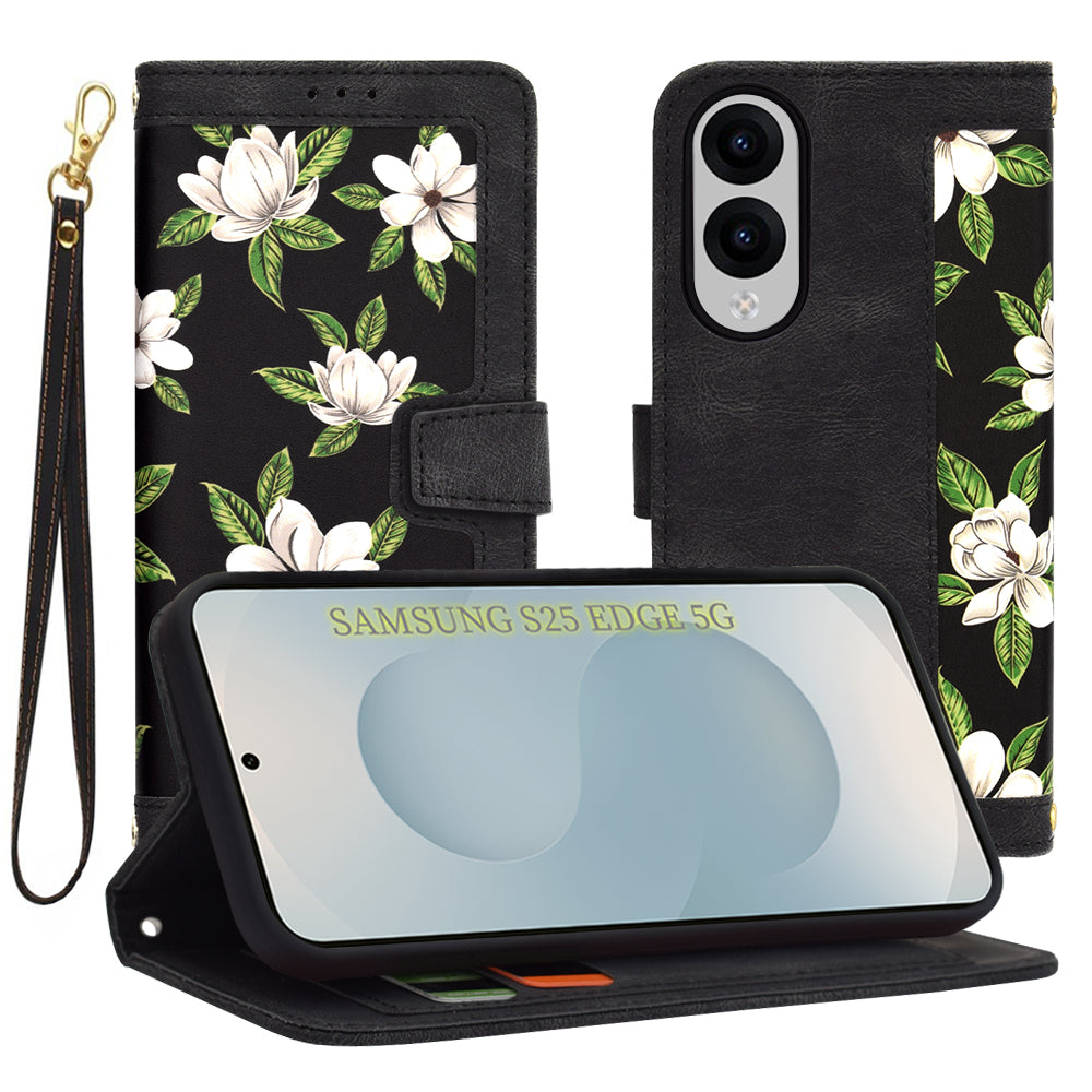 Husa de protectie Techsuit FlipCraft compatibil cu Samsung Galaxy S25 Edge, Flowers of the Dawn