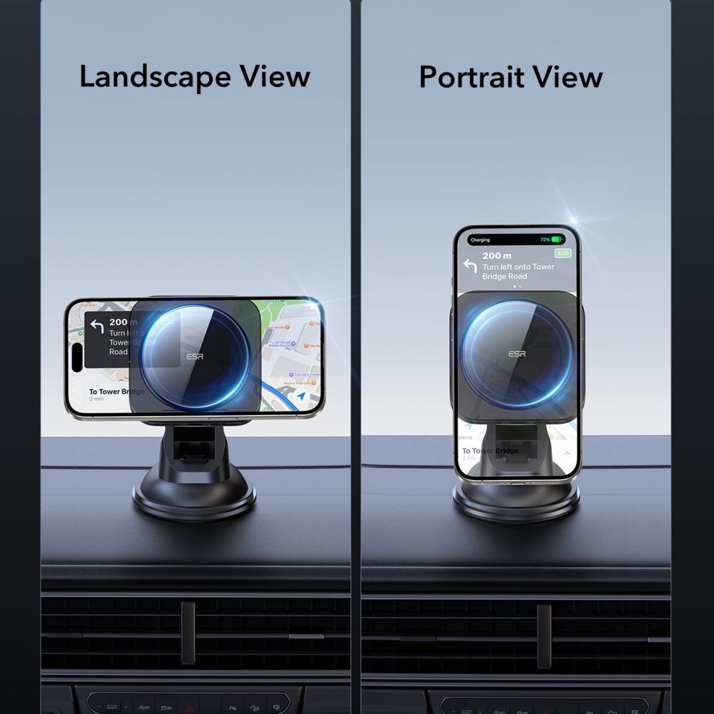 Suport ESR with Wireless Charging Qi2 HaloLock, with CryoBoost, MagSafe Compatible, 15W, for Dashboard, Negru